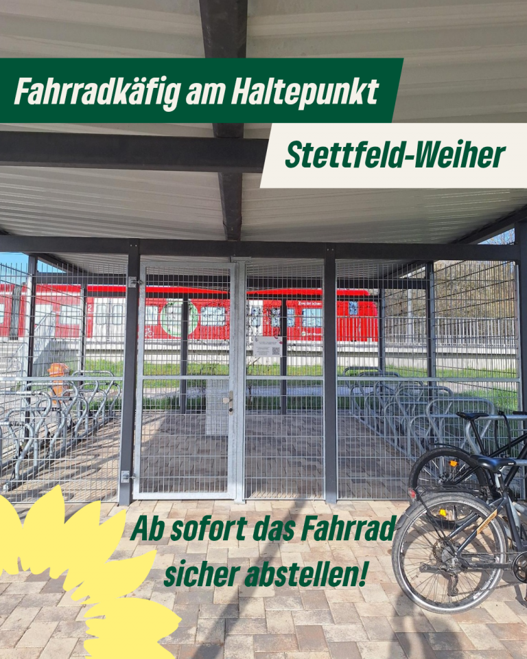 Neuer Fahrradkäfig am Haltepunkt Stettfeld-Weiher